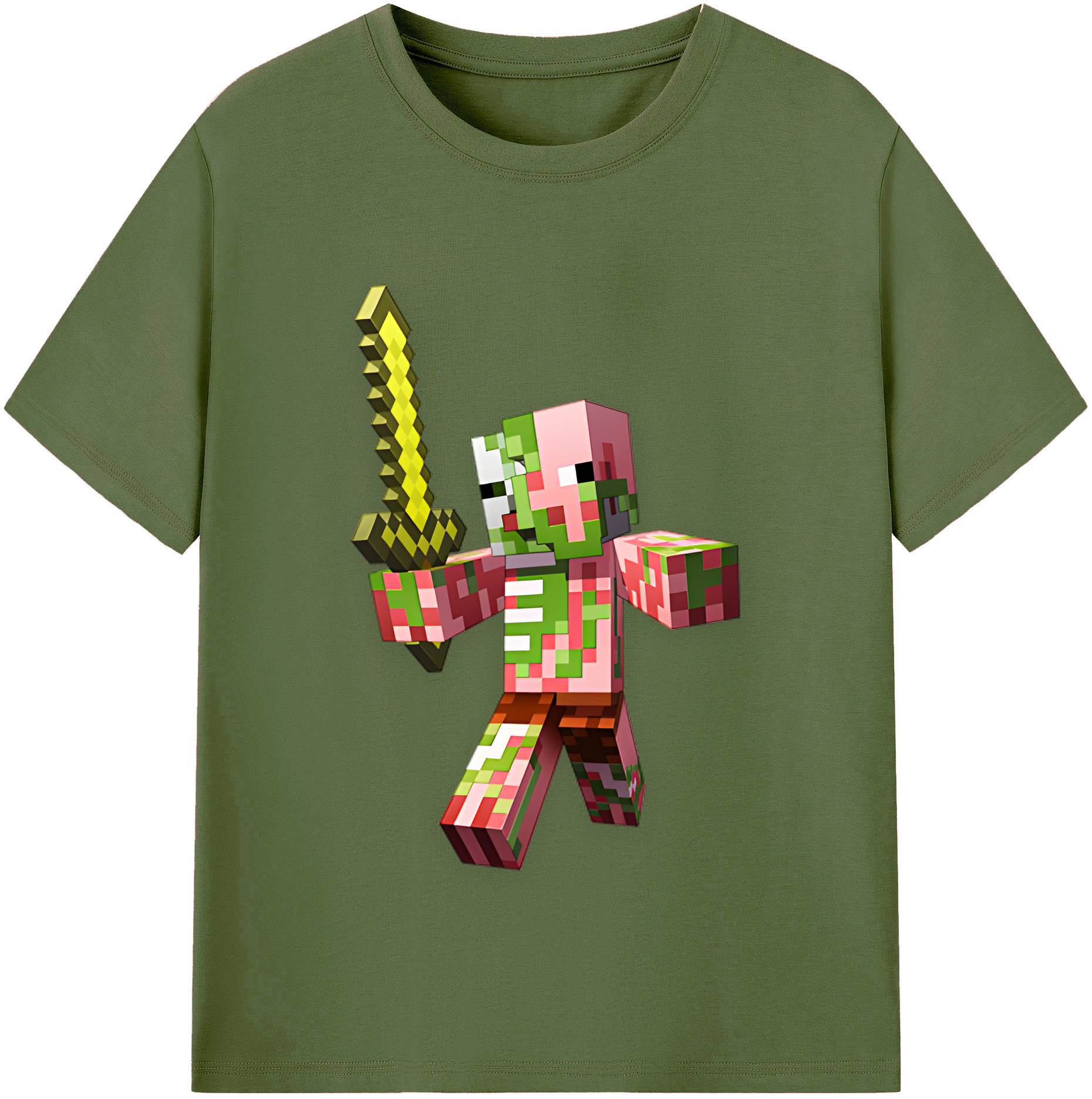 （画像用） マインクラフト ブロックの世界 Minecraft MC Block world 綿100％半袖Tシャツ（フロントプリント）